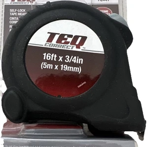 TEQ Self Lock Tape Measure 16 foot/5 Meter With Belt Clip - New - Picture 1 of 8