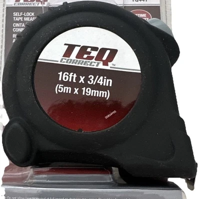 TEQ Self Lock Tape Measure 16 foot/5 Meter With Belt Clip - New - Image 1 of 4