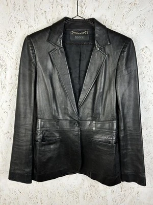 Винтажная кожаная блейзерная куртка Gucci Tom Ford размер 40 - Изображение 1 из 4