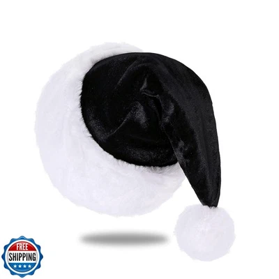 Sombrero de Papá Noel Eoocan, Sombrero de Papá Noel para Niños, Unisex Terciopelo Cómodo Negro Foto 1 de 4