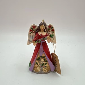 Jim Shore Weihnachtsengel mit Kardinälen & Stechpalme Figur 6011674FD Neu mit Etikett 2022 - Bild 1 von 5