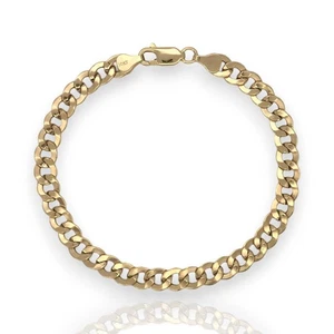 Curb Cuban Link Chain Bracelet - 10K Yellow Gold - Hollow - Picture 1 of 4