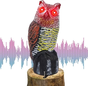 Hausse Solar Fake Horned Owl Statue, Powered Halloween Motion... - Picture 1 of 8