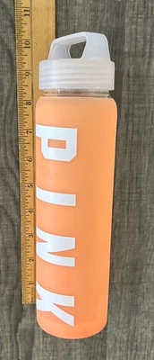 NEW Victoria’s Secret PINK Glass Water Bottle Orange W/ Top - Image 1 of 4