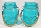 2 Blue Fresh Cuts Jar/ Multi-purpose/ Flowers, Candles, Etc. Twisted Wire Hanger