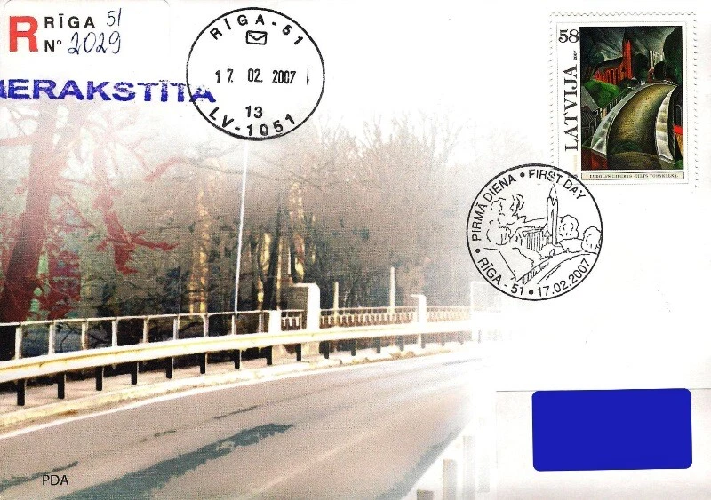 Latvia 2007 (04) Latvian painting - L.Liberts - Bridge (addressed FDC) - Image 1 of 1