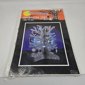 Vintage Halloween Decoration Tabletop 16" Decorated Tree w/Hanging Ornaments - Picture 1 of 4