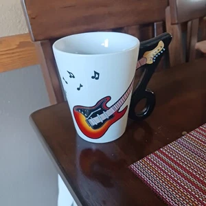 Ceramic Guitar Coffee Mug Fender Music Notes - Picture 1 of 7