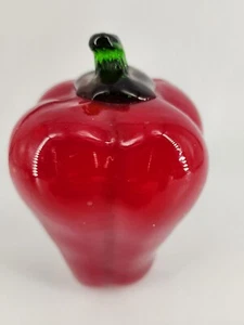 Vintage Red Bell Pepper Murano Style Art Glass Hand Blown Kitchen Dining Decor - Picture 1 of 11