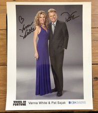 PAT SAJAK VANNA WHITE DUAL AUTOGRAPHED SIGNED AUTO WHEEL OF FORTUNE PHOTO 8x10