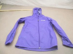 NWOT Columbia Size M (10-12) Girls Purple Nylon Full Zip Pocket Rain Jacket 823 - Picture 1 of 9