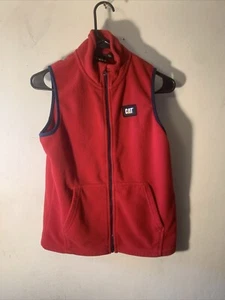 CAT Boy's Caterpillar Red Sleeveless Fleece Vest - Size Medium boys - Picture 1 of 18