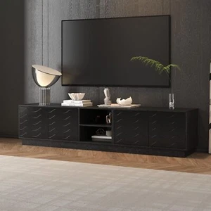 78.7" W TV Stand for TVs up to 80" with Adjustable Shelves & Wave Pattern - Picture 1 of 7