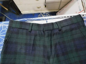 *NEW* BROOKS BROTHERS RED FLEECE SIZE 30 GREEN PLAID FLAT FRONT WOOL DRESS PANT - Picture 1 of 5