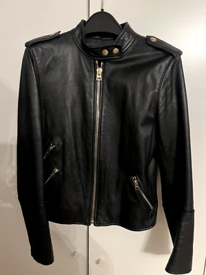 Club Monaco 100% Genuine Black Leather Biker Jacket - Image 1 of 3
