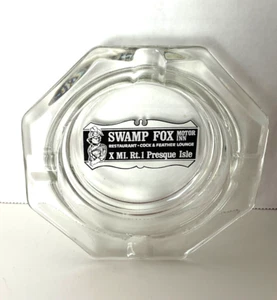 Vintage Glass Ashtray Swamp Fox Motor Inn Presque Isle 4.5'' Pre Owned - Picture 1 of 4