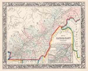 1860 Mitchell Karte "Kanada Ost" (Quebec, Kanada) - Bild 1 von 2