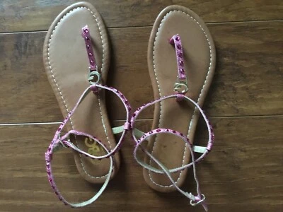 GBG LOS ANGELES Women's Pink Blossom Strappy Flat Sandals Ankle Strap- SZ 6M - Image 1 of 3