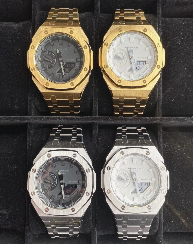 New Casio G-Shock GA2100 Custom Modification Metal MOD GOLD SILVER Black White - Image 1 of 1