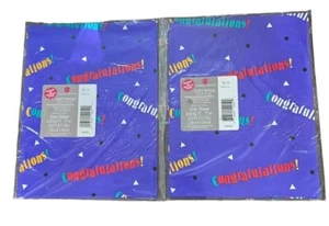 Vintage 1980s Congratulations Gift Wrap Art Deco Design 2 Sealed Packages Modern - Picture 1 of 2