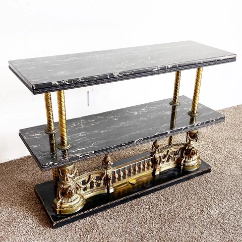 Italian Black Marble and Gilt Three Tier Console Table Cover