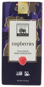 Endangered Species Natural Dark Chocolate Raspberry Bars 3 Oz Pack Of 4 - Picture 1 of 2