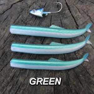 3 x Sandeel Fishing Lures Jighead Soft Swimbait Bass Cod Polllock Bait UK SELLER - Picture 1 of 15