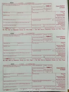 5 SHEETS 1099-C Cancellation of Debt & 2: 1096 Transmittal Forms - Picture 1 of 8