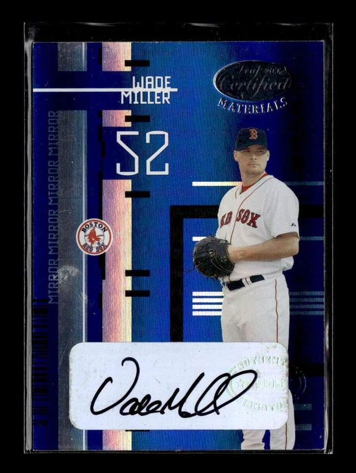 Wade Miller 2005 Leaf Certified Materials Mirror Blue Signatures #89 Auto #/100 - Image 1 of 2
