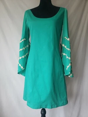 NWT $99.50 Women's Judith March Green Long Flared Sleeves New Dress Size Large - Image 1 of 4