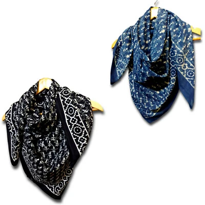 Bufanda de verano Dabu grande de algodón con estampado de bloques para mujer ligera suave transparente Foto 1 de 2