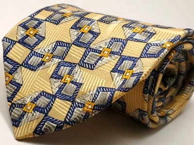ROBERT TALBOTT Vintage Handmade in USA 100% Silk Tie Men's Gold Blue Orange NEW - Image 1 of 4