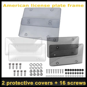 2pcs Unbreakable License Plate Bubble Protector Universal Fitment Shield - Picture 1 of 12