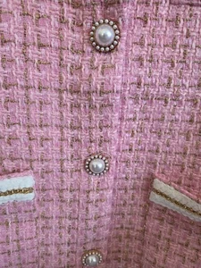 SIMPLY SOUTHERN MEDIUM Pink/gold Tweed Jacket/blazer Brand New W Tags - Picture 1 of 3