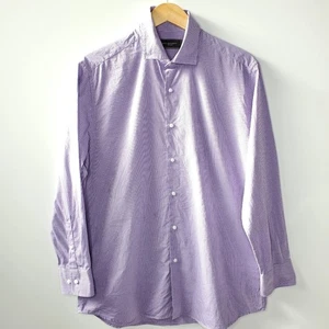 Robert Barakeet purple checkered long sleeve button up dress shirt Size 16 - Picture 1 of 10