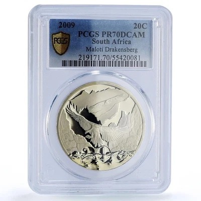 South Africa 20 cents Maloti Drakensberg Vulture Bird PR70 PCGS silver coin 2009 - Image 1 of 4