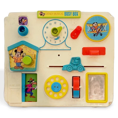 1975 复古复古加布里埃尔·沃尔特·迪斯尼音乐婴儿床忙碌的盒子玩具预爱 — 第 1/2 张图片