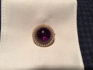 14k Purple Amethyst Seed Pearl Pin Brooch Victorian Minty - Picture 1 of 7