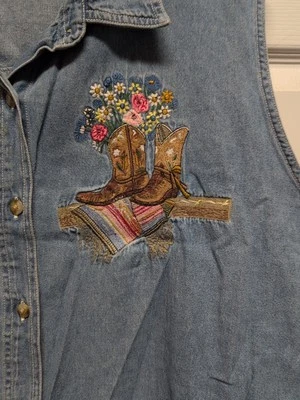 Botas Top Vintage Quizz Mujer Flores Talla 20 Azul Sin Mangas  Foto 1 de 4