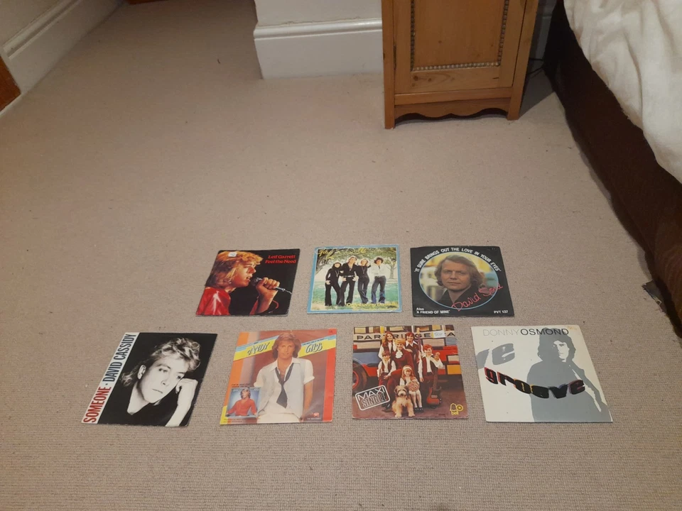 Collection of 7 1970s Pop 7" vinyl Records Partridge Family David Soul Cassidy Foto 1 de 1