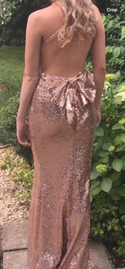 Quiz Rose Gold Sequin prom dress Size 8 - Picture 1 of 4