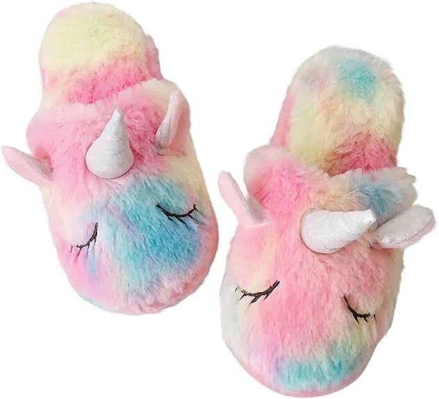 Women's Girls Unicorn Plush Sherpa Slippers - Image 1 of 1