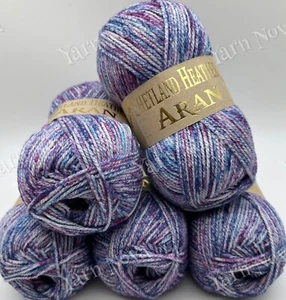 Woolcraft Shetland Heather Aran Knitting Crochet Yarn Wool - 5x100g Balls - Z016 - Picture 1 of 11