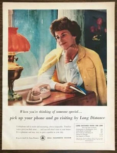 1961 Bell Telephone System Print Ad Long Distance Rates Pink Princess Phone - Picture 1 of 1