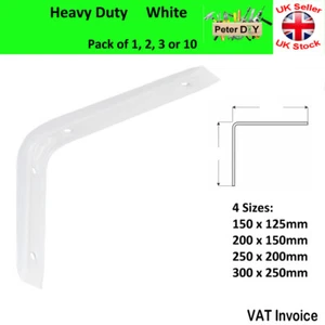 WHITE Shelf Bracket REINFORCED Strong Heavy Duty Strong Metal Steel - Picture 1 of 5