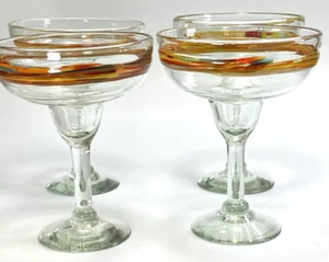Juego de cuatro vasos de margarita soplados a mano Crate & Barrel "Granada" (2011-2012) - Imagen 1 de 20