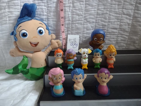 Bubble Guppies Toy Lot, Sliders, Finger Puppets, Bath Toys, Plush Cover
