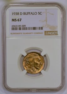 1938-D Toned Buffalo Nickel from the Denver Mint Graded MS67 by NGC - Picture 1 of 4