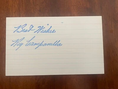 Roy Campanella - Brooklyn Dodgers - Stamped Signature Autograph 3x5 Index Card - Image 1 of 4