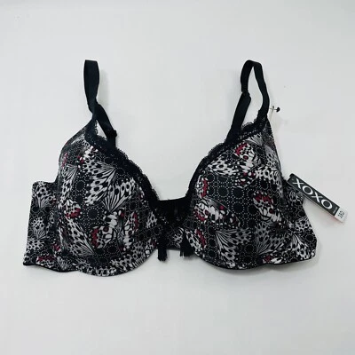 Xoxo Pushup Bra Butterfly Size 38D Padded Underwire Full Coverage Tassel Black - Image 1 of 4